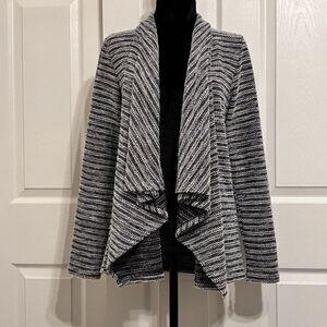 Tommy Hilfiger Women's Knit Blue White Open Front Drape Cardigan Sweater Size S